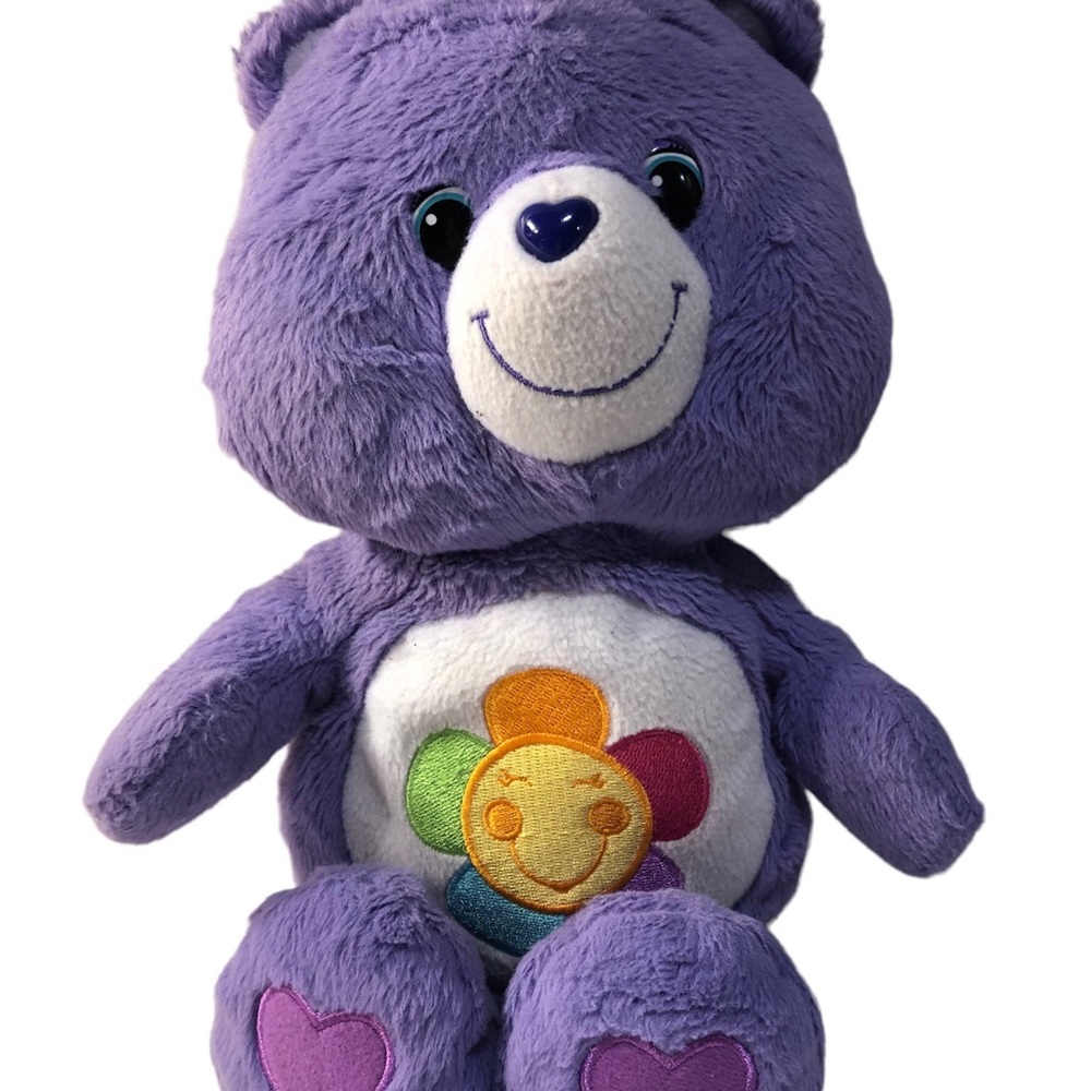 Care Bear Harmony Bear Plush Purple Embroidered Belly 13" Hasbro